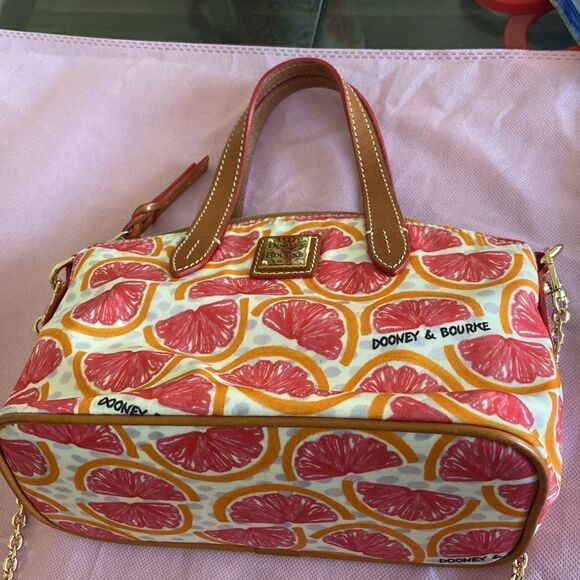 Dooney & Bourke Pink White Grapefruit Nylon Tote small size with unbranded chain - Picture 1 of 8